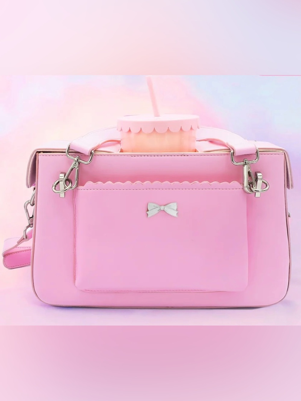 Kate Gabrielle - Holliday Bag in Carnation Pink - Faux Leather Hand Bag
